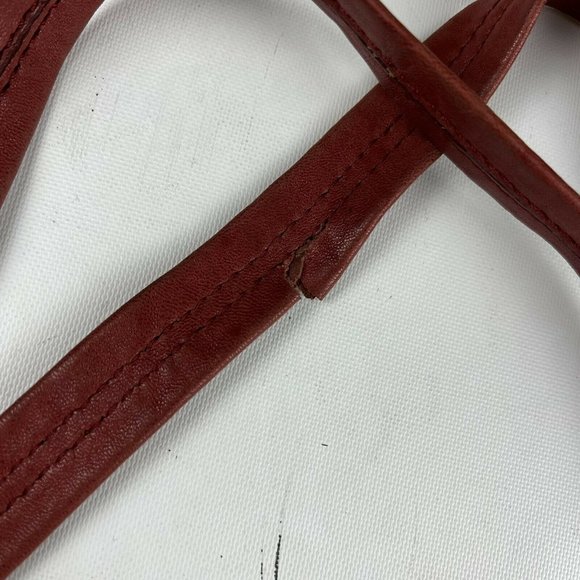 PAOLO MASI Italian Handbag Shoulder Bag Tote 100% Genuine Red Leather - Picture 10 of 12